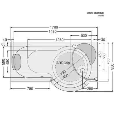 Artweger Twinline 1 Badewanne mit geraden Abschluss