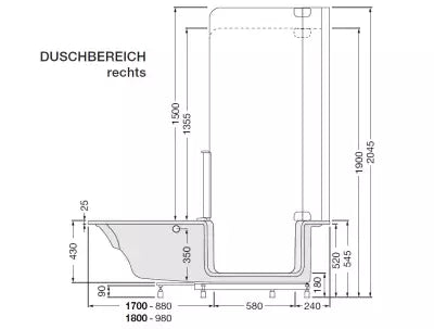 Artweger Twinline 1 Badewanne mit geraden Abschluss